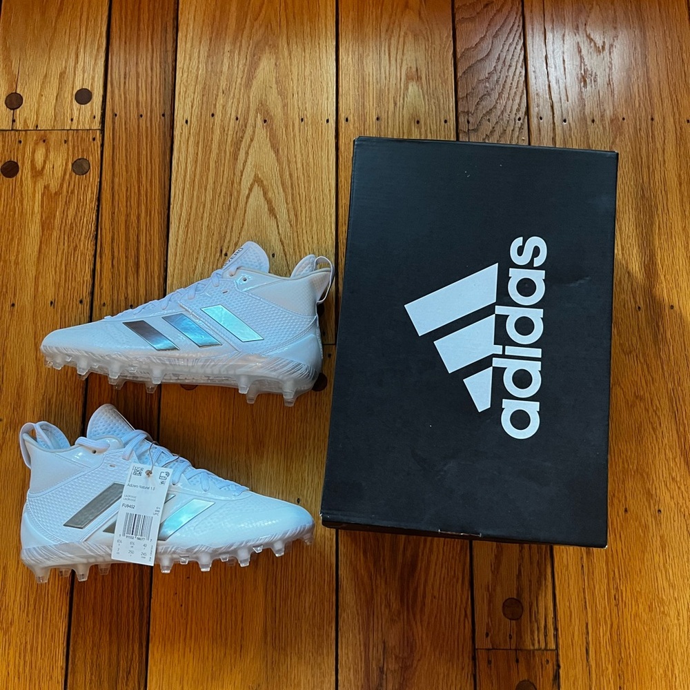 Adidas Adizero Natural White and Silver Cleats, US size 7, New with Tags*